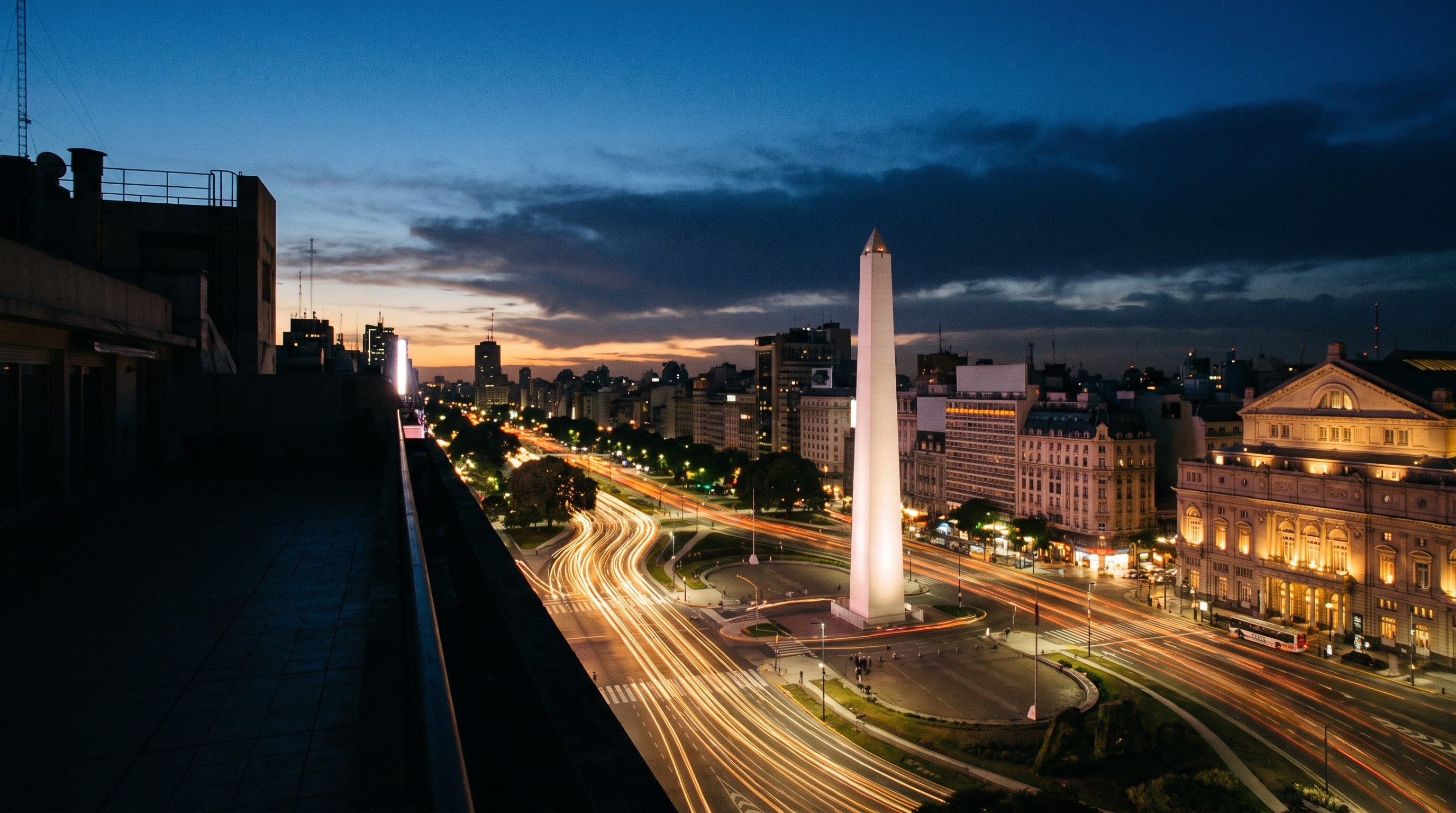 The Obelisco on Avenida 9 de Julio, Buenos Aires, at blue hour